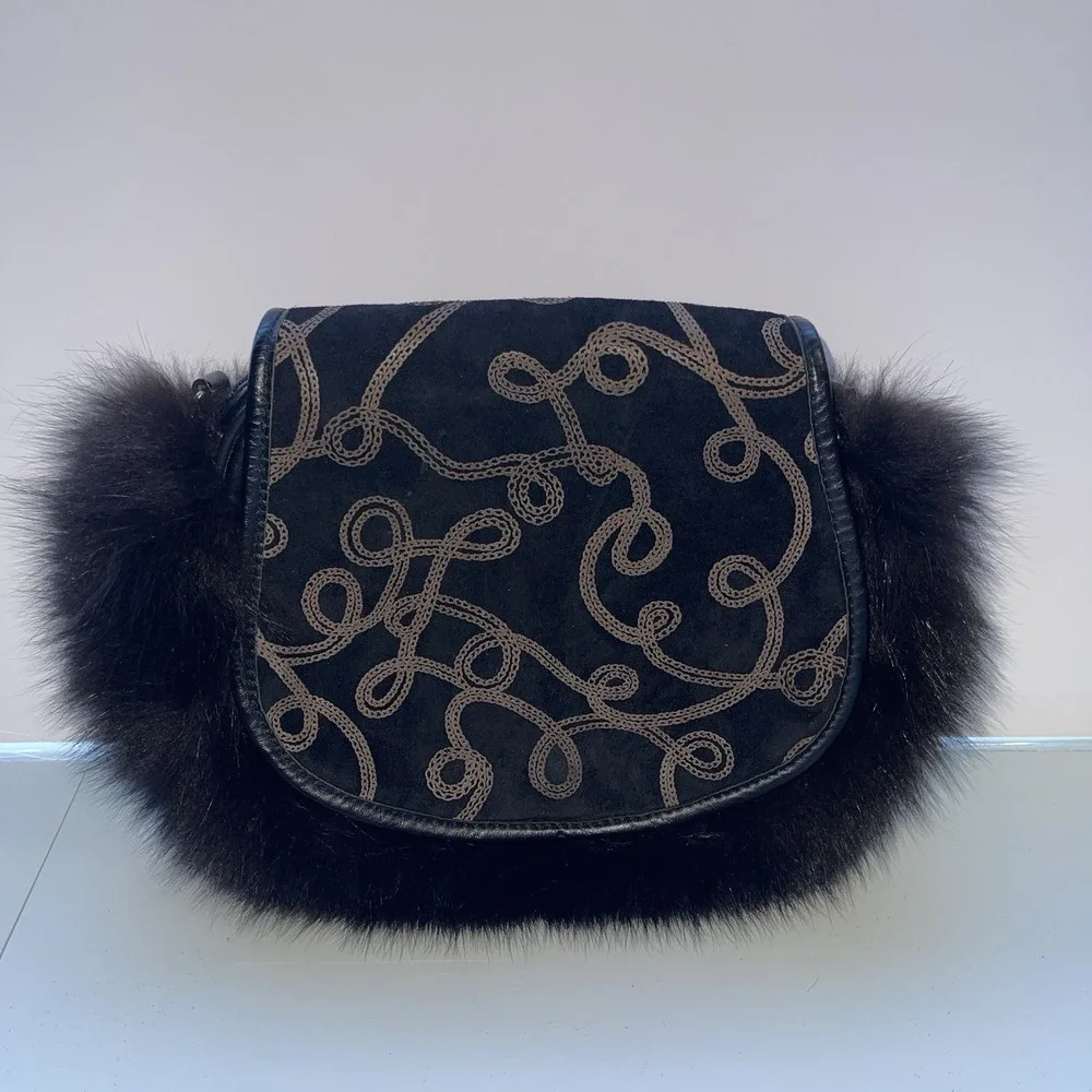 VTG Leather Suede Stitching Crossbody 